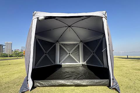 Фото шатер туристический kyoda 6 сторон, р.360*360*238см, плотн190т, 210d, цвет темно и светло серый