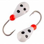 Фото капля с отверстием и лыской d 4,0 мм, вес 1,0 гр, белая с точками /10 шт/