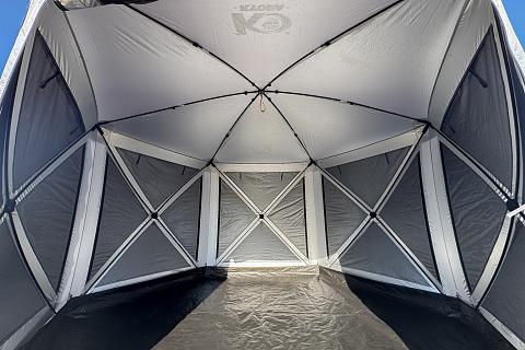 Фото шатер туристический kyoda 6 сторон, р.360*360*238см, плотн190т, 210d, цвет темно и светло серый